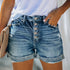 Women's Ripped Denim Jean Shorts Stretchy Folded Hem Short Jeans